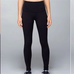Lululemon Wunder Under High Rise Roll Down Black Full Length Tight